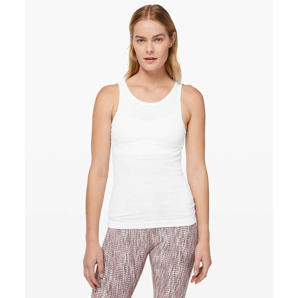 Lululemon White Seek Simplicity Tank Top Ribbed